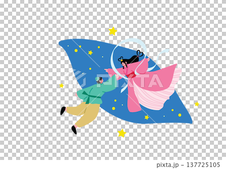 可愛い織姫と彦星のイラスト 137725105