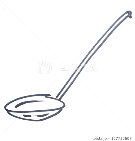 a ladle drawn with a black marker 137725607