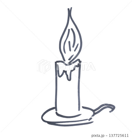 a lit candle drawn with a black marker 137725611