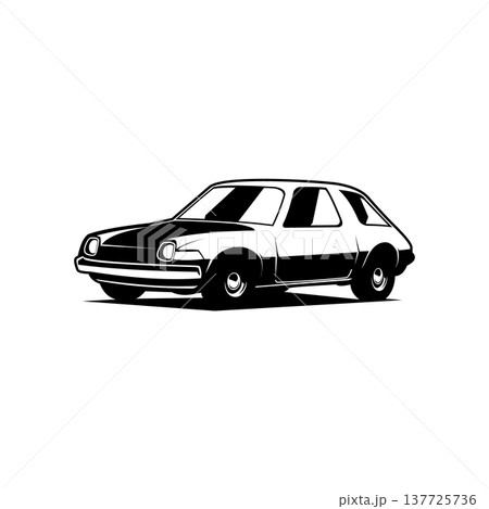 American car silhouette vintage vector design. Welcome with white background for logo, badge and emblem American car silhouette vintage vector design. Welcome with white background for logo, badge and emblem 137725736