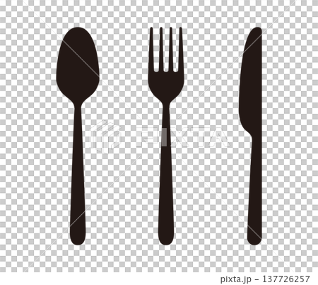一組簡單的湯匙、叉子和刀子圖示。 一組簡單的湯匙、叉子和刀子圖示。 137726257