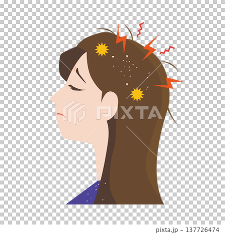 頭皮トラブルで悩む女性 137726474