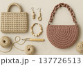 Women's colorful knitted bag. Fashionable design, sample for demonstration. AI 137726513