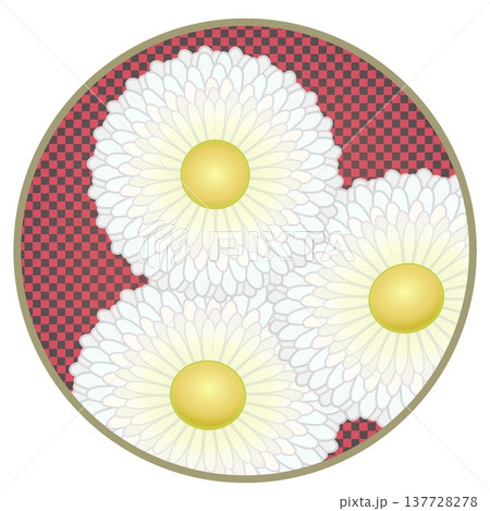 円形背景のついたデージーのイラスト 137728278