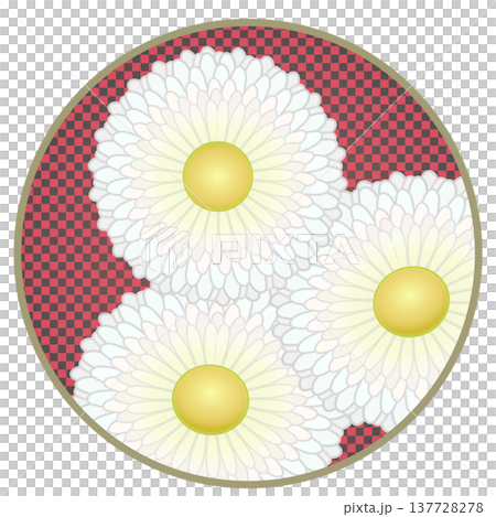 円形背景のついたデージーのイラスト 137728278