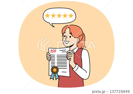 School girl received 100 points for educational test, for accelerated promotion to next grade 137728849