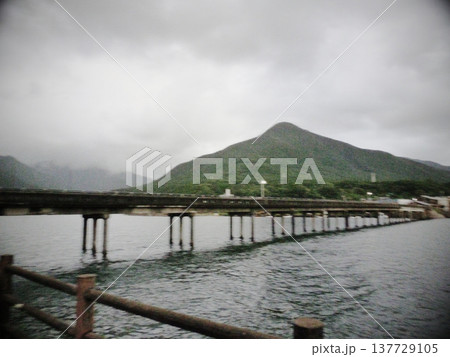 屋久島の川に架かる橋 137729105