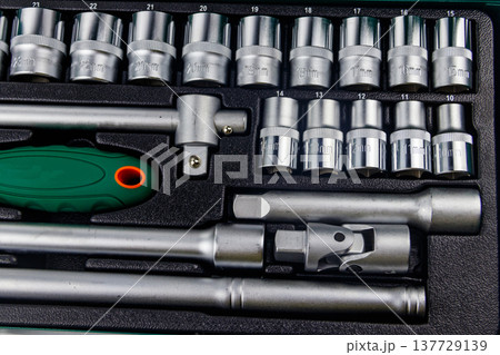 Close-up of universal tool kit for car repair Close-up of universal tool kit for car repair 137729139