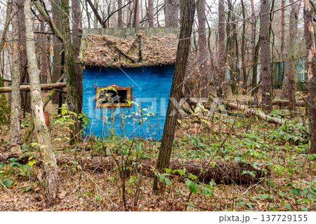 Abandoned children's playground in the ghost town Pripyat in Chernobyl Exclusion Zone, Ukraine Abandoned children's playground in the ghost town Pripyat in Chernobyl Exclusion Zone, Ukraine 137729155