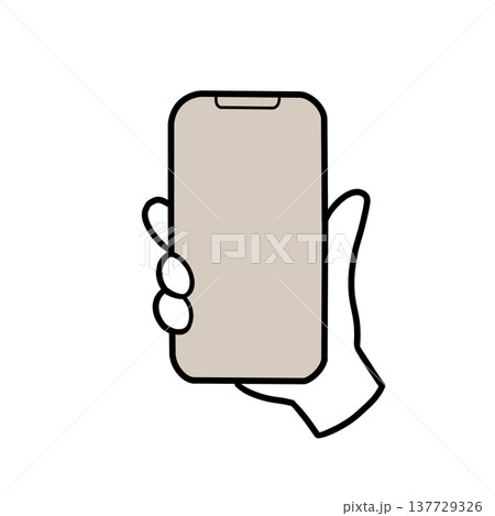 スマホを持つ手のシンプルなイラスト 137729326