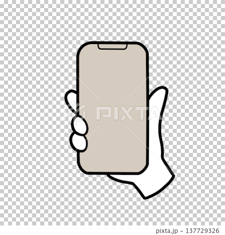 スマホを持つ手のシンプルなイラスト 137729326