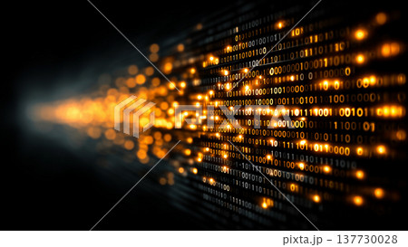 オレンジ色の光の粒子が流星のように飛び交う空間 137730028