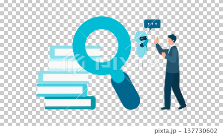 Simple illustration of people working in an office, meeting with a whiteboard 137730602