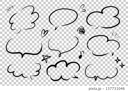 手描き風ふきだしセット 手描き風ふきだしセット 137731046