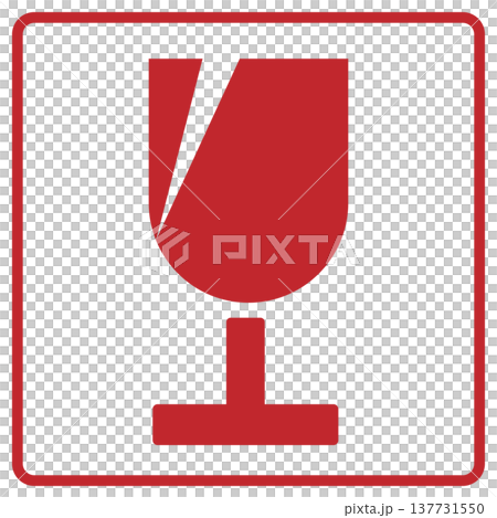 Fragile Glass Warning Icon (Red) 137731550