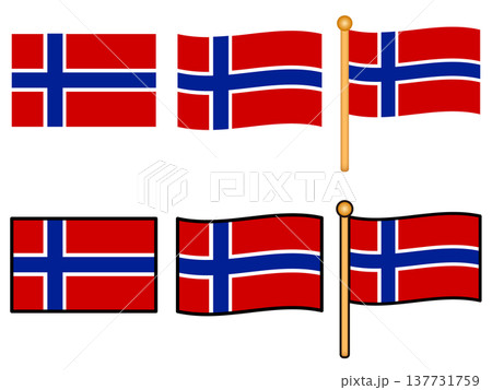 ノルウェーの国旗のイラスト素材セット ノルウェーの国旗のイラスト素材セット 137731759