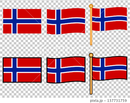 ノルウェーの国旗のイラスト素材セット ノルウェーの国旗のイラスト素材セット 137731759