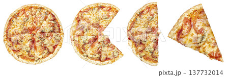 A horizontal row featuring a whole pizza 137732014