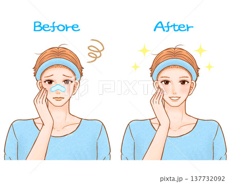 スキンケアで鼻パックする大人男性のイラスト素材3 137732092