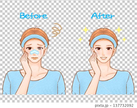 スキンケアで鼻パックする大人男性のイラスト素材3 137732092