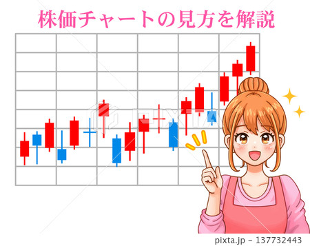 株価チャート解説をする主婦のイラスト素材 株価チャート解説をする主婦のイラスト素材 137732443