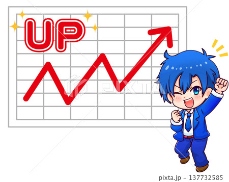 成績UPに喜ぶ男子学生のイラスト素材 137732585
