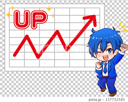 成績UPに喜ぶ男子学生のイラスト素材 137732585