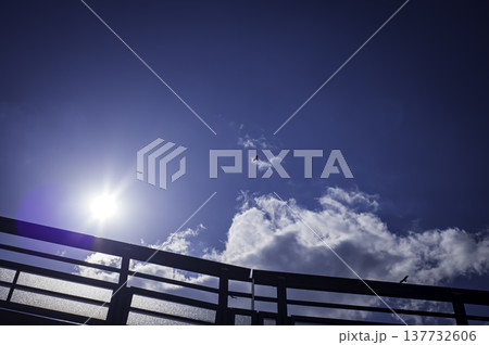 空と雲の隙間から差し込む太陽 空と雲の隙間から差し込む太陽 137732606