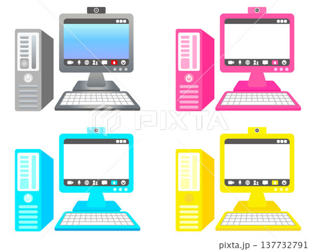 デスクトップパソコンのイラスト素材セット2 137732791