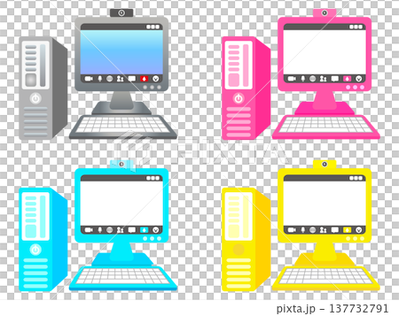 デスクトップパソコンのイラスト素材セット2 137732791