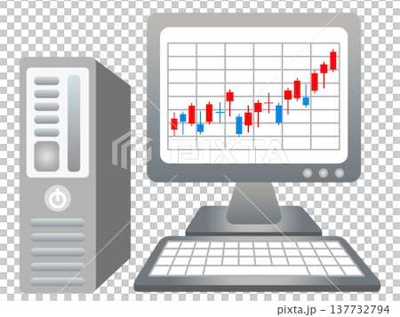 Illustration material 2 of a computer and stock price chart Illustration material 2 of a computer and stock price chart 137732794