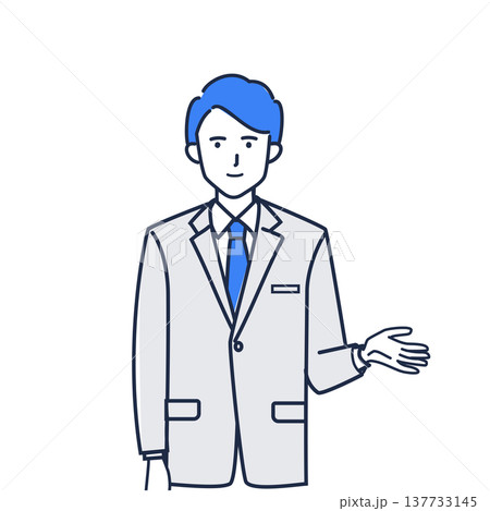 ビジネスミーティングで説明する男性　プレゼン・会議イラスト 137733145