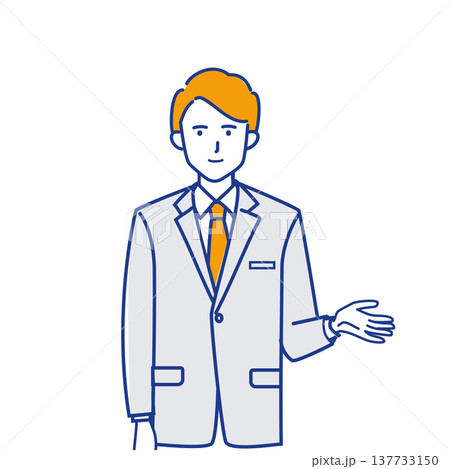 ビジネスミーティングで説明する男性　プレゼン・会議イラスト（色違い） 137733150