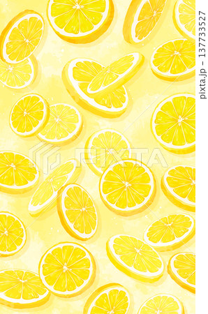 輪切りレモンの散らばる背景3_縦 137733527