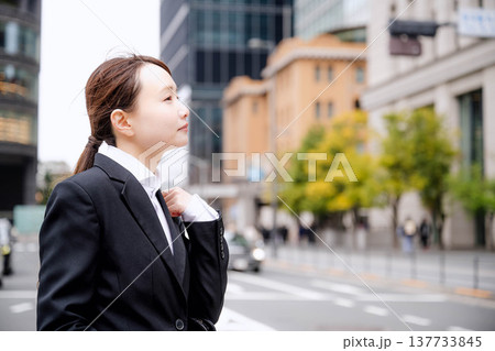 キャリーバッグを持つビジネスマン 137733845