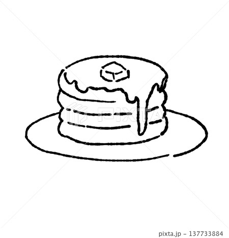 シンプルなパンケーキの線画イラスト 137733884