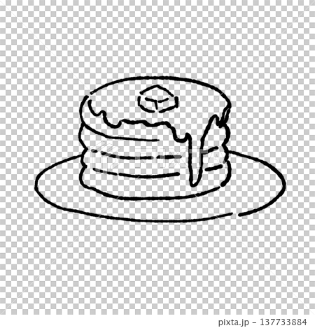 シンプルなパンケーキの線画イラスト 137733884