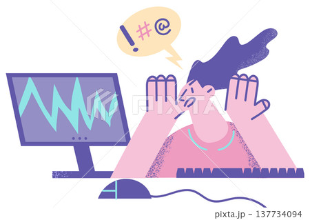Stressed woman frustrated by virus or spam on computer 137734094