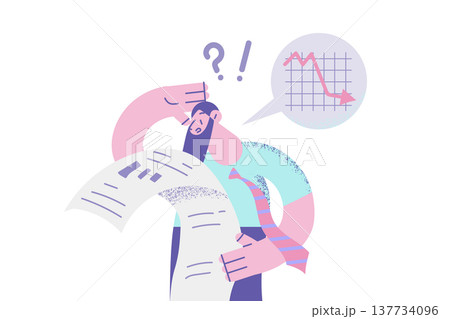 Unhappy businessman stressed with company bad report 137734096
