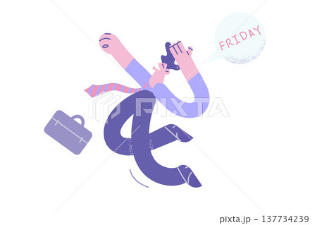 Happy businessman jump feel excited for Friday coming 137734239