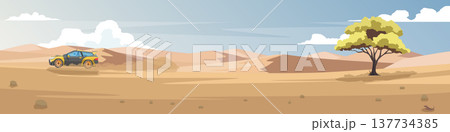 Horizontal or Landscape view of race rally car on the desert field. Horizontal or Landscape view of race rally car on the desert field. 137734385
