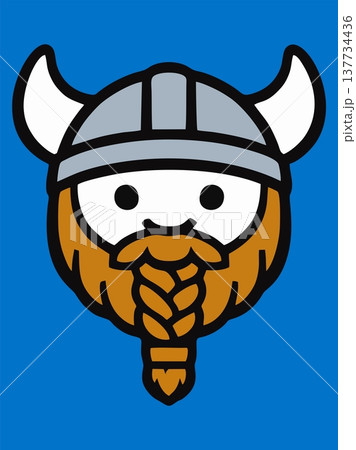 Cute Viking Cartoon Character Head Icon Illustration 137734436