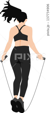縄跳びをする女性の後ろ姿のイラスト 縄跳びをする女性の後ろ姿のイラスト 137734906