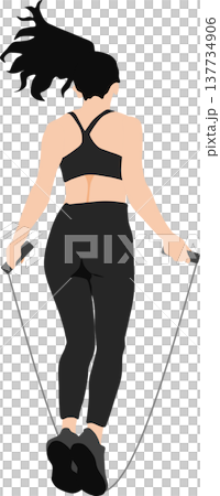 縄跳びをする女性の後ろ姿のイラスト 縄跳びをする女性の後ろ姿のイラスト 137734906