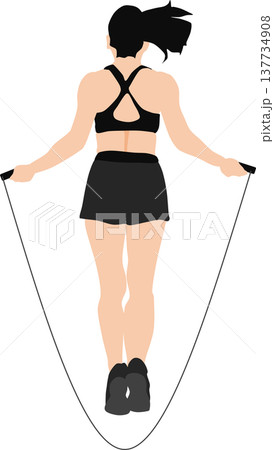 縄跳びをする女性の後ろ姿のイラスト 縄跳びをする女性の後ろ姿のイラスト 137734908