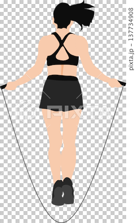 縄跳びをする女性の後ろ姿のイラスト 縄跳びをする女性の後ろ姿のイラスト 137734908