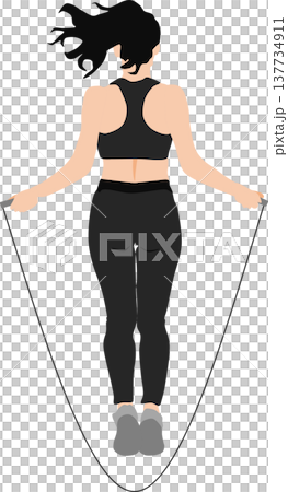縄跳びをする女性の後ろ姿のイラスト 137734911