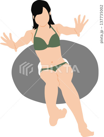 浮き輪で浮かぶ女性のイラスト 137735002