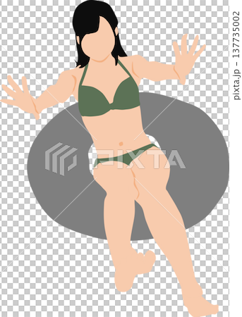 浮き輪で浮かぶ女性のイラスト 137735002