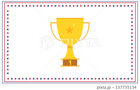 Gold Winner Trophy First Place Award Illustration with Star Border Gold Winner Trophy First Place Award Illustration with Star Border 137735134